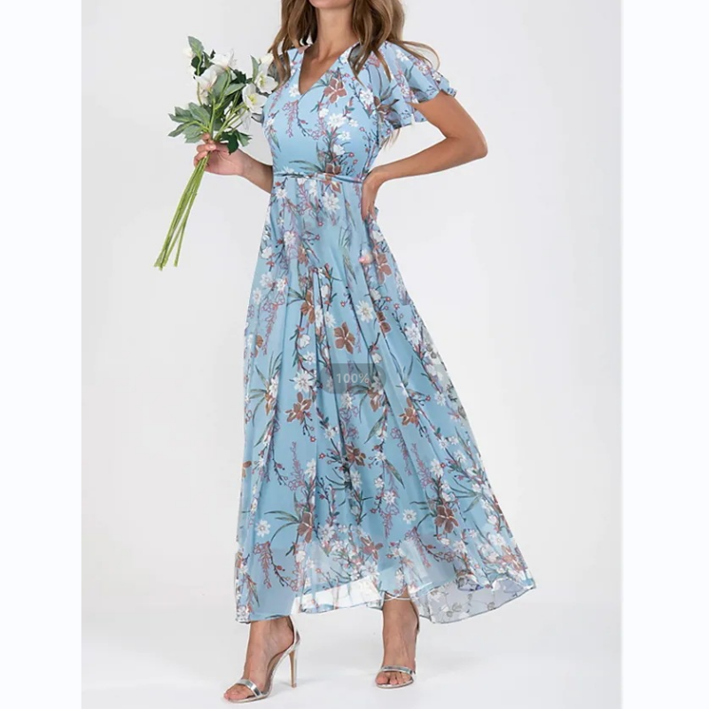 Elaria - Robe Longue à Imprimé Floral