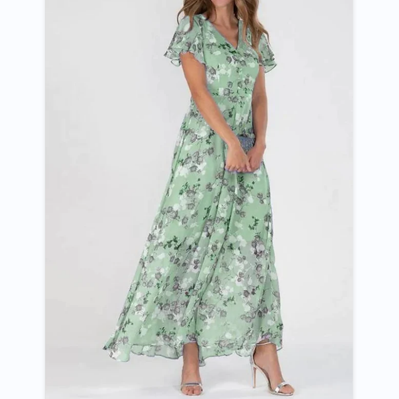 Elaria - Robe Longue à Imprimé Floral